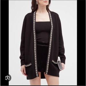 ALICE OLIVIA BLACK GRANDPA CARDIGAN WITH CRYSTAL EMBELLISHMENTS